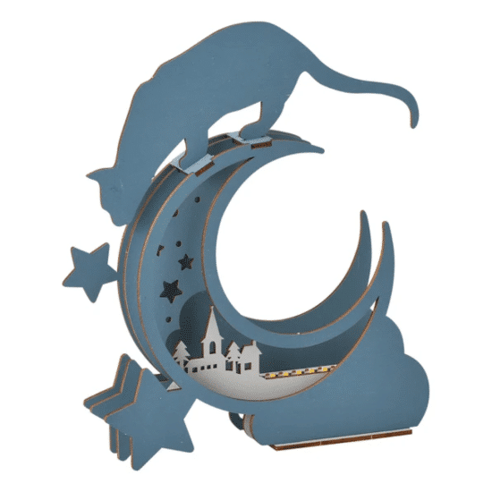SETOCRAFT - Cat & Moon wooden puzzle night light