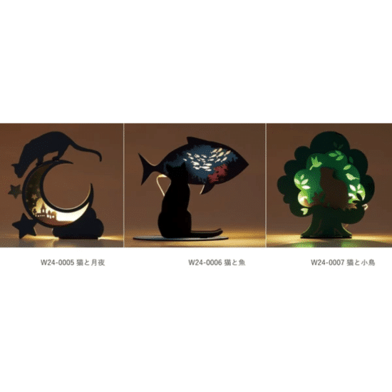 SETOCRAFT 貓與月亮 木製拼圖夜燈