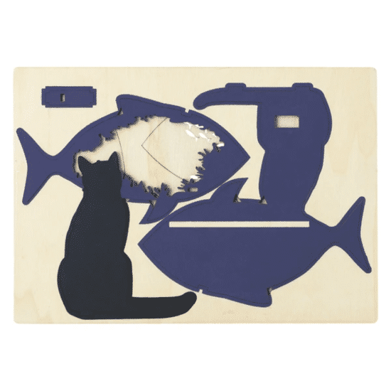 SETOCRAFT 貓與魚 木製拼圖夜燈 3
