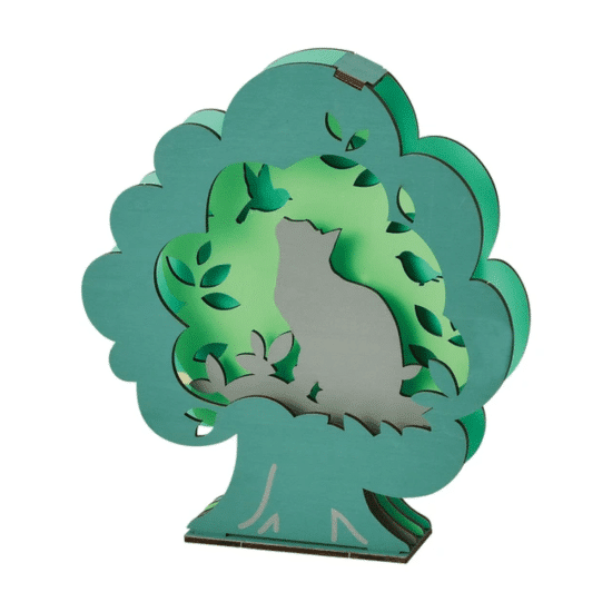 SETOCRAFT - Cat & Bird Wooden Puzzle Night Light